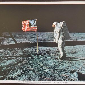 Apollo 11 Vintage NASA Litho - Buzz Aldrin with Flag