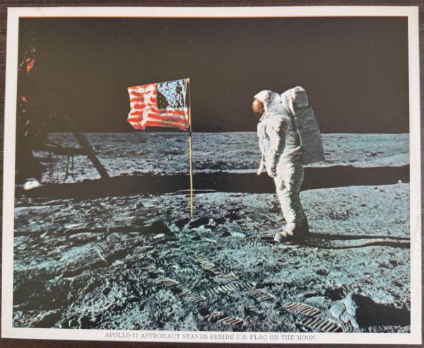 Apollo 11 Vintage NASA Litho - Buzz Aldrin with Flag