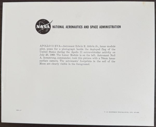 Apollo 11 Vintage NASA Litho - Buzz Aldrin with Flag - Image 2